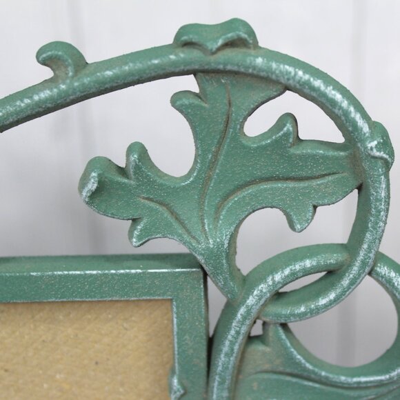 Vintage Elsa L Inc Metal Picture Photo Frame Sea Green Leaves Vines Flourishes - Picture 4 of 11